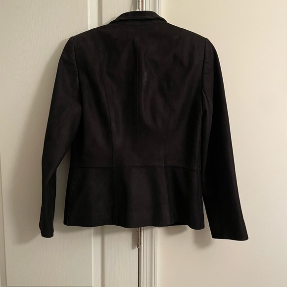 Linda Allard Ellen Tracy Black Suede Leather Jacket size 10 petite - Picture 2 of 5